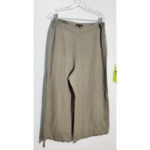 For Cynthia Womens Linen Khaki Wide Leg Pants Size Large Lagenlook Cottage Boho